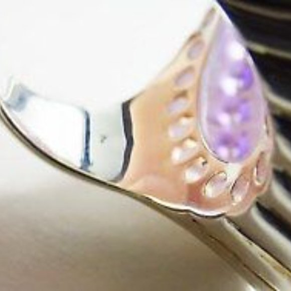 LAGOS Caviar Sterling Silver 18K Gold Lavender Quartz Amethyst Ring Sz 7 - Picture 10 of 10